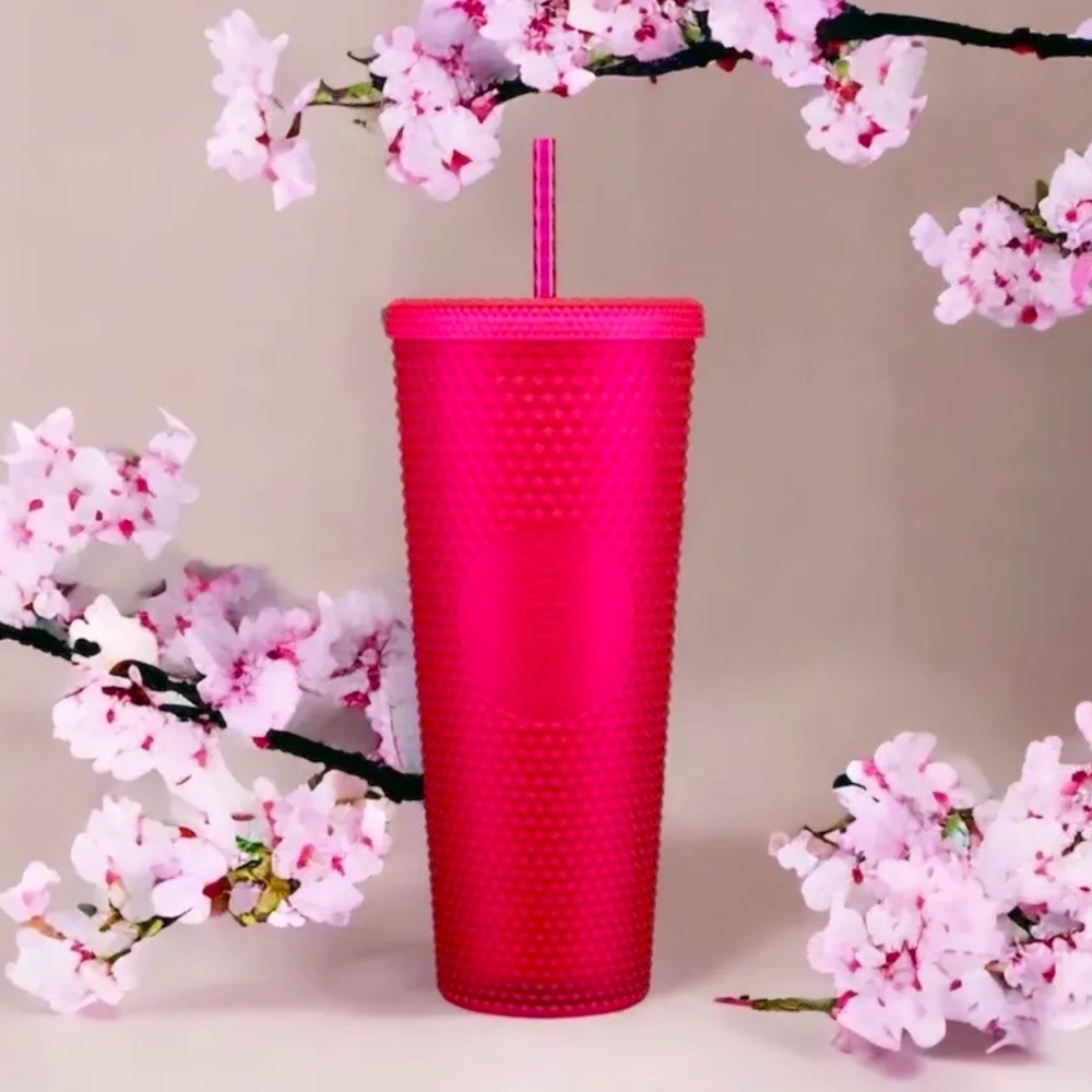 NEW Starbucks Matte Neon Pink Studded Tumbler